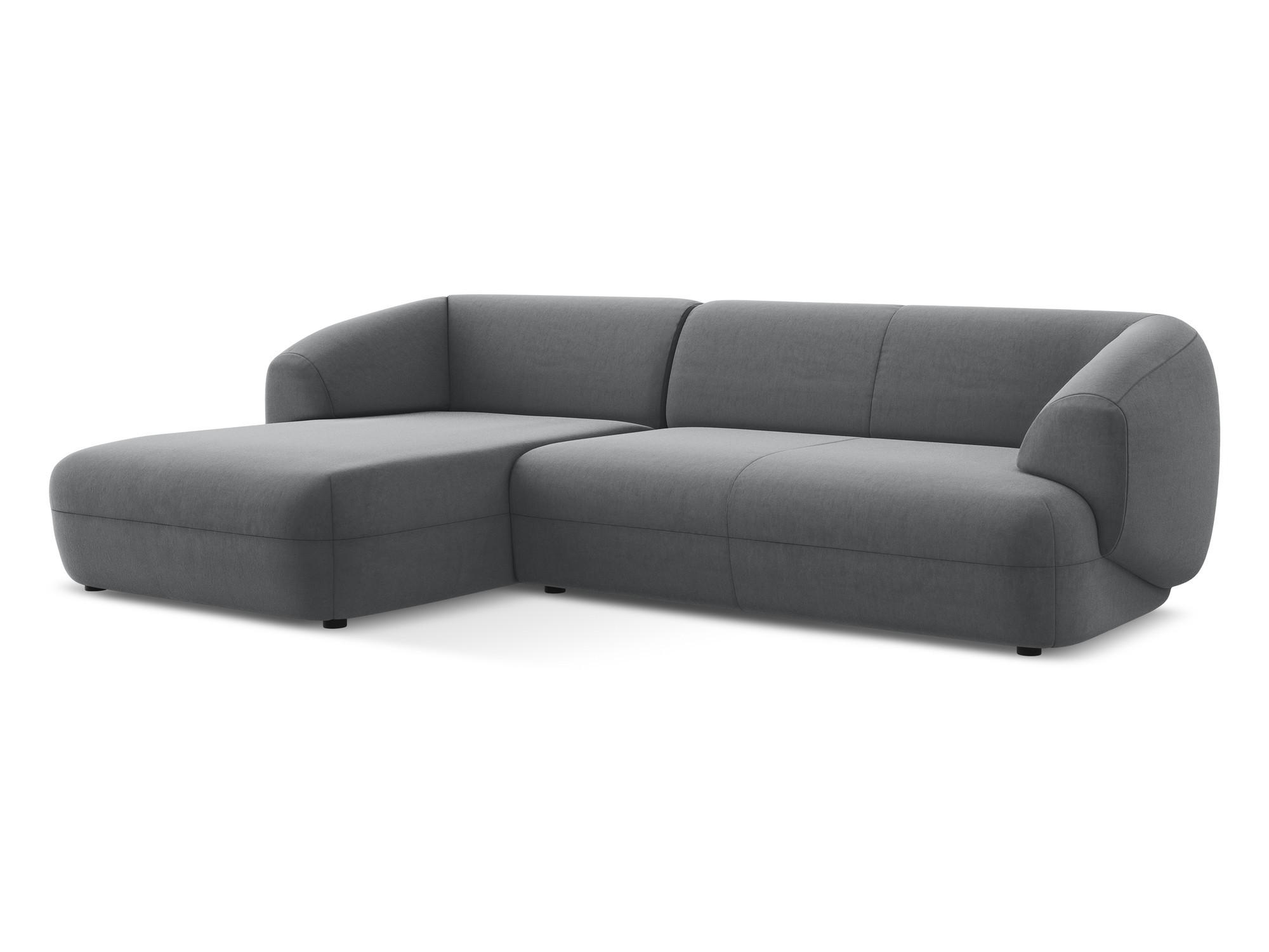 ECKSOFA Links Samt Stoff Grau - Dunkelgrau/Schwarz, Kunststoff/Textil (156/280cm) - Makamii