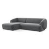 ECKSOFA Links Samt Stoff Grau - Dunkelgrau/Schwarz, Kunststoff/Textil (156/280cm) - Makamii