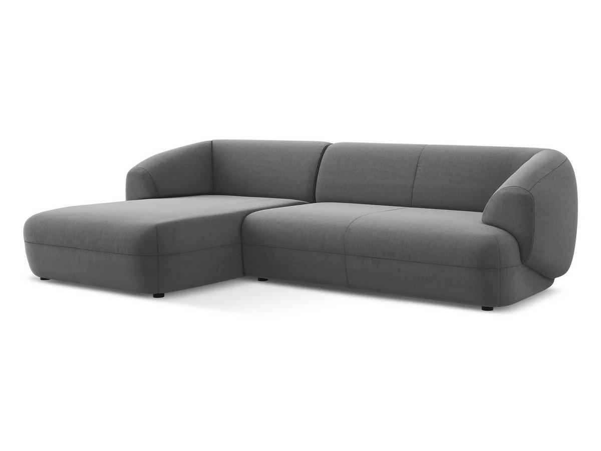 ECKSOFA Links Samt Stoff Grau - Dunkelgrau/Schwarz, Kunststoff/Textil (156/280cm) - Makamii