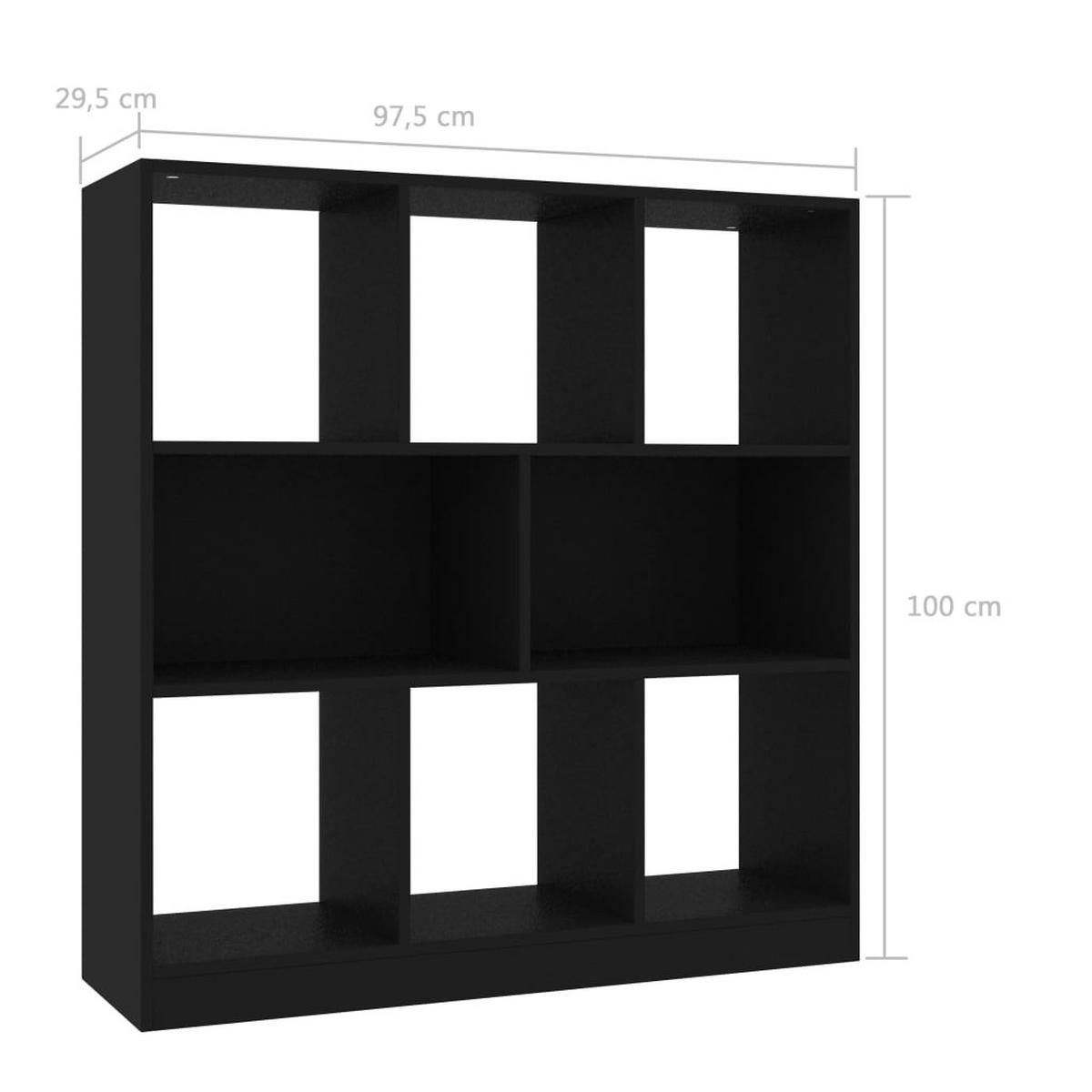BÜCHERREGAL mit 8 Fächern 97,5/29,5/100 cm aus Holzwerkstoff Schwarz - Schwarz, Holz (97.5/100/29.5cm) - vidaXL
