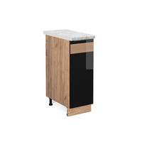 APOTHEKERUNTERSCHRANK Fame-Line Schwarz Eiche hochglanz 30 cm, AP Marmor - Honigeiche/Schwarz Hochglanz, Holzwerkstoff (30/82/60cm) - Vicco