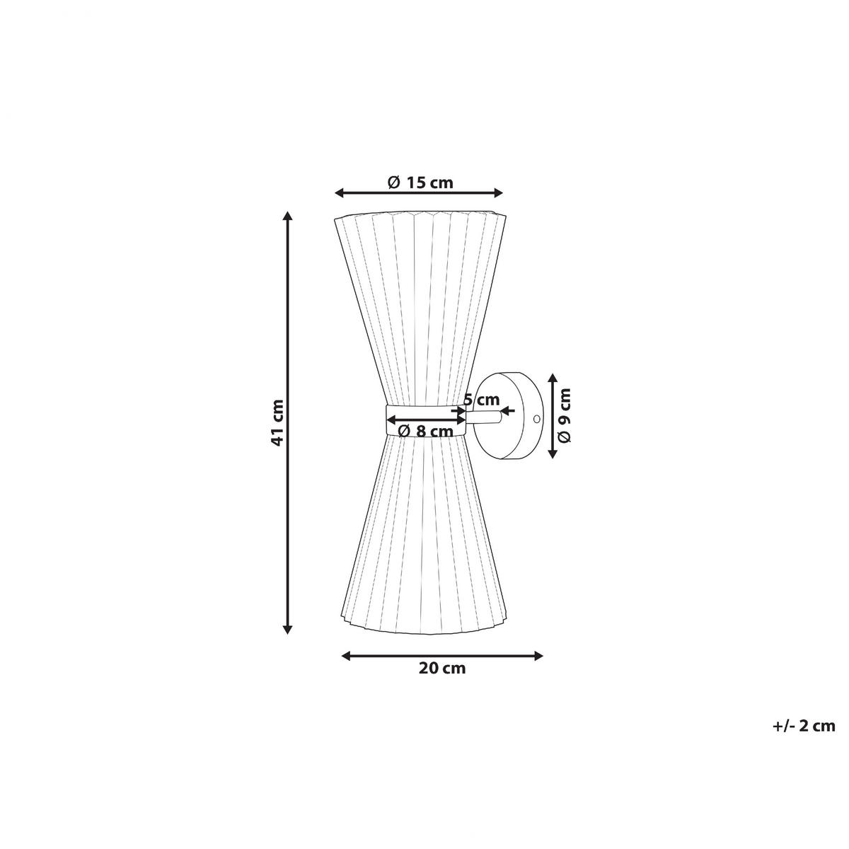 WANDLAMPE Weiß/Messing Telang - Messingfarben/Weiß, Textil (20/41/20cm) - Beliani