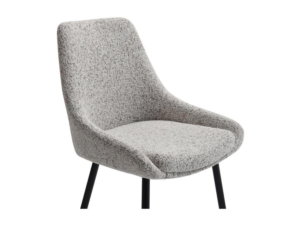 STUHL 2er-Set - Tweed-Stoff & schwarzes Metall - Cremefarben - MASURIE - Hellgrau, Textil (56/85.5/49cm) - Vente-Unique