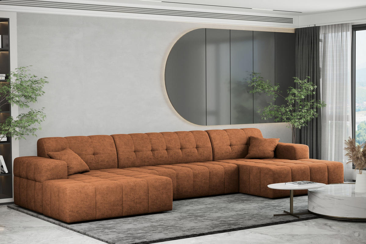 ECKSOFA U-form NIMES Stoff Perfect Harmony Kupfer - Kupferfarben, Holz/Kunststoff (168/350cm) - Kaiser Möbel