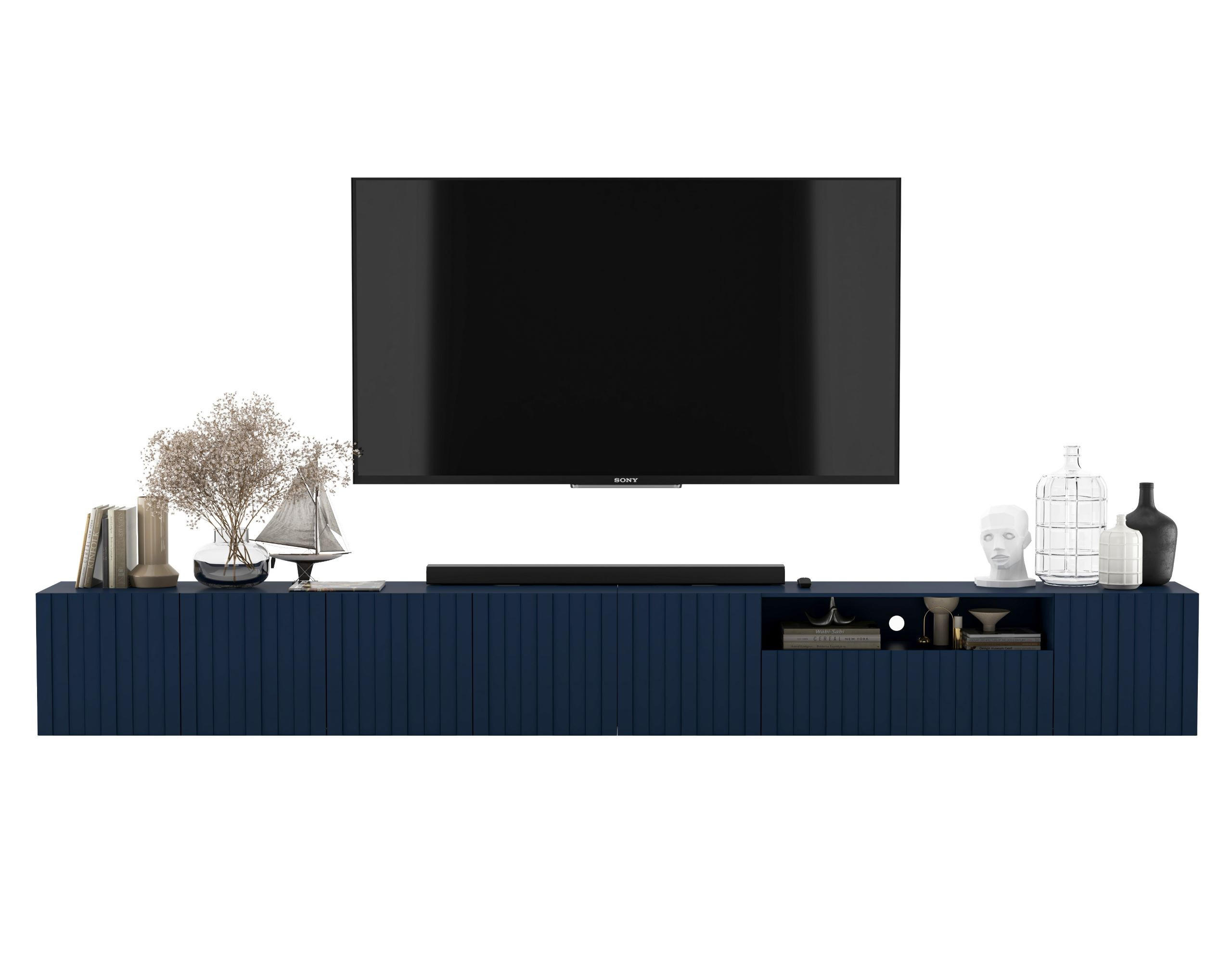 TV-LOWBOARD 2-er Set Elpis2 Marineblau Matt Glamour 150 cm - Blau, Holzwerkstoff (300/37.5/36.5cm) - Meble Lindner