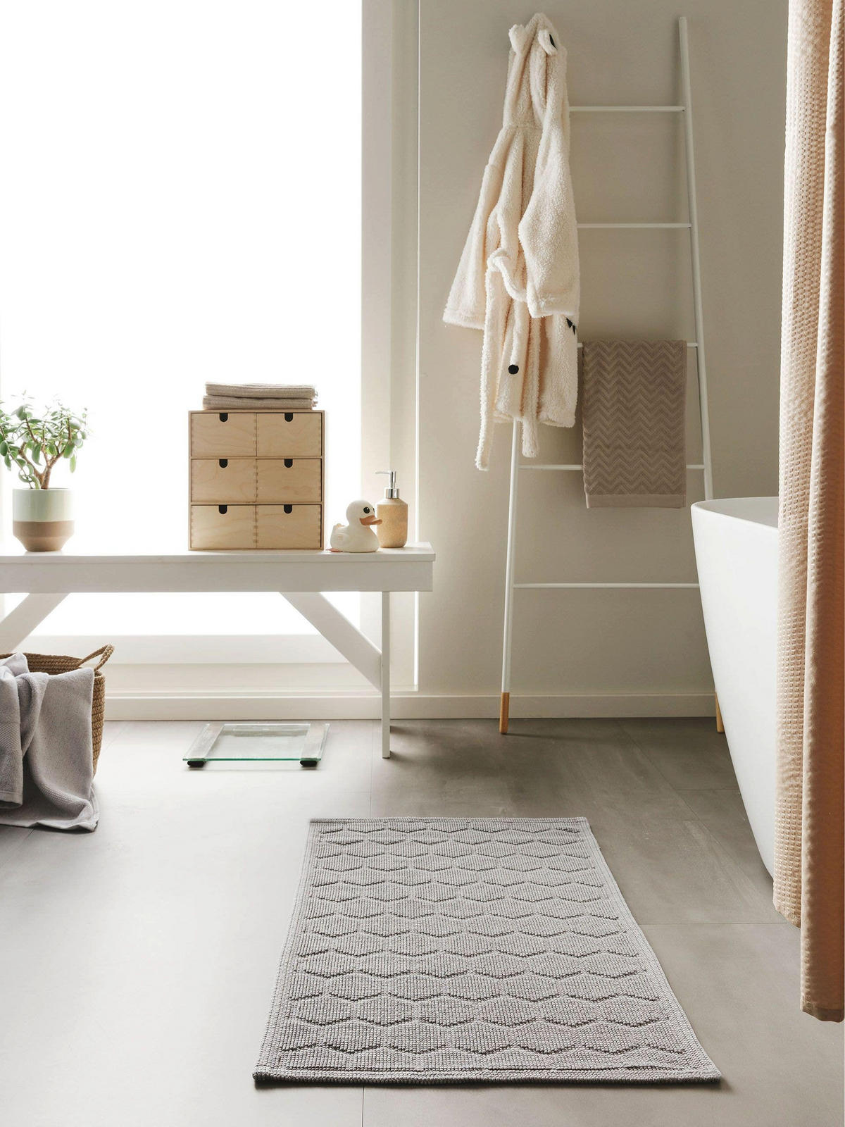 BADEMATTE Jojo Grau 50x80 cm - Grau, Textil (50/80cm) - benuta Nest