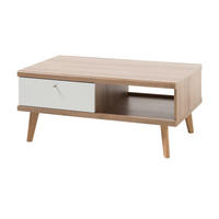 COUCHTISCH weiß Eiche Riviera, Beistelltisch skandinavisch mit Schubkasten 107 x cm - Eichefarben/Weiß, Holzwerkstoff/Metall (107/67/46cm) - Furn.Design
