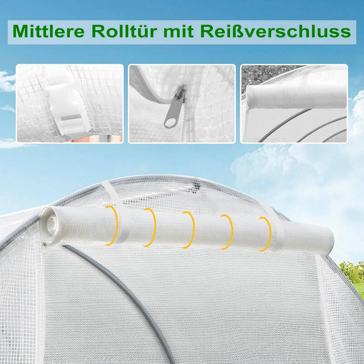 GEWÄCHSHAUS Winterfest, 300x200x200 cm, Weiß - Weiß, Textil/Metall (200/200/300cm) - Woltu