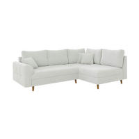 ECKSOFA Henrik Weiß Boucle - Ottomane rechts - Weiß/Braun, Holz/Textil (231/161cm) - S-Style Möbel