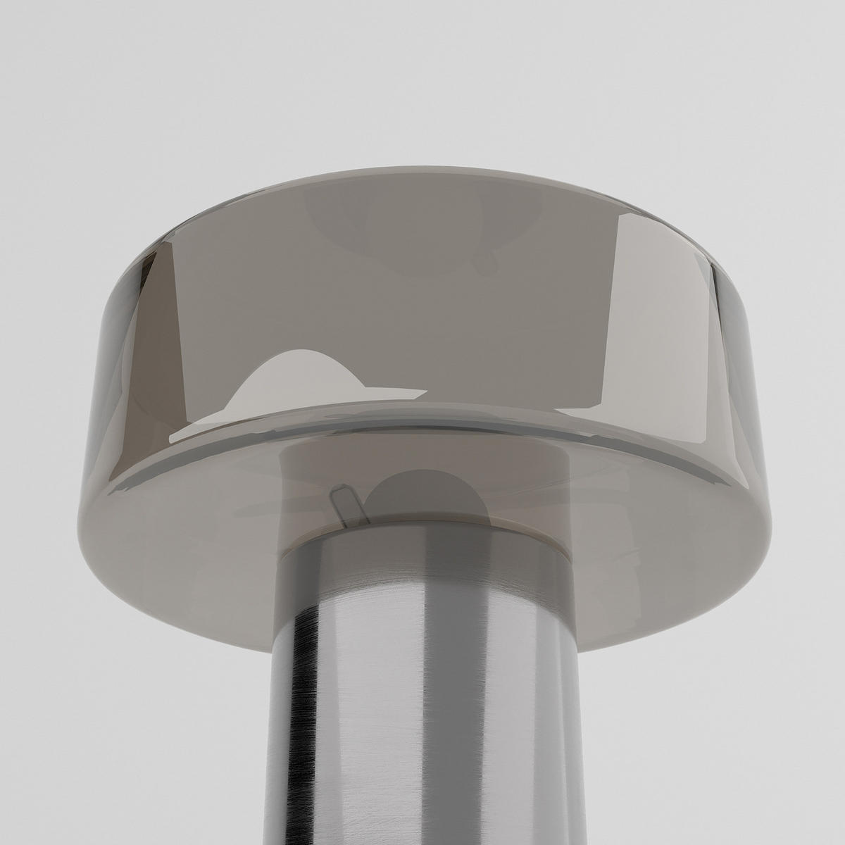 AKKU-TISCHLEUCHTE - Rauchglas / Eisen - Grau / Silber - Grau, Glas/Metall (24/24/27cm) - home24