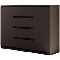 KOMMODE Lemon 140 cm mit zwei Türen und vier Schubladen Schwarzmatt - Schwarz, Holzwerkstoff (140/101.5/39cm) - Beautysofa