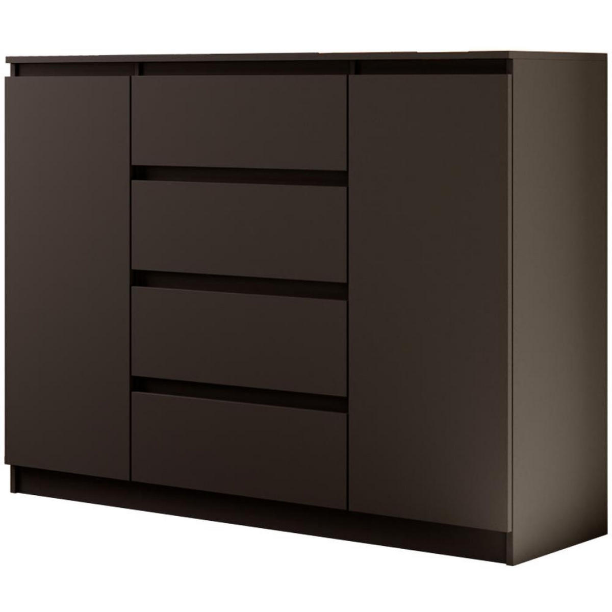 KOMMODE Lemon 140 cm mit zwei Türen und vier Schubladen Schwarzmatt - Schwarz, Holzwerkstoff (140/101.5/39cm) - Beautysofa