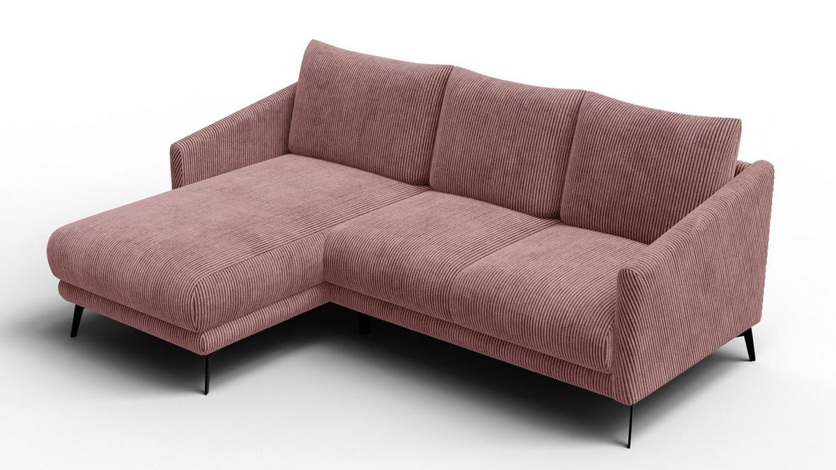 ECKSOFA VILT 3-Sitzer, altrosa - Schwarz/Altrosa, Holzwerkstoff/Textil (221/156cm) - Courtois Laville