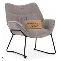 SESSEL Aliano hellgrau - Hellgrau/Schwarz, Textil/Metall (73/76/67cm) - Mr. Deko