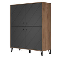 HIGHBOARD Graphite grau, Eiche Kraft Gold 123 x 136 cm, Kommode für Wohn- und Esszimmer - Eichefarben/Schwarz, Holzwerkstoff/Kunststoff (123/136/40cm) - Top.Furn