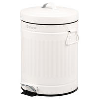 KOSMETIKEIMER Treteimer VINTAGE, 5 Liter, aus Metall, weiß - Weiß, Metall (21/30.5/21cm) - eluno