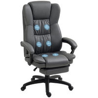 CHEFSESSEL DE-05017 Mit Fußstütze, Kopfstütze & Massagefunktion Dunkelgrau - Dunkelgrau, Metall (68.5/121/68.5cm) - ComfortXL