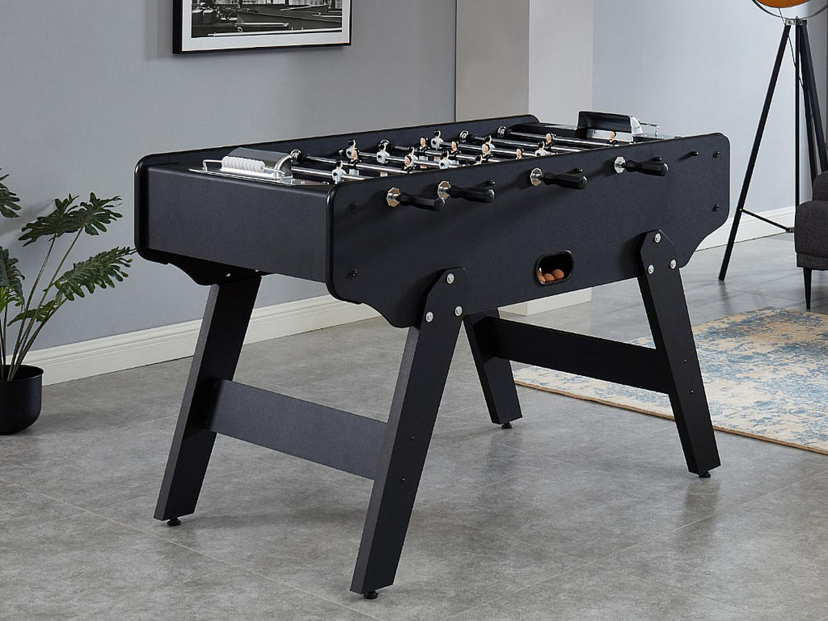 TISCHFUSSBALL - 153cm x 77.6cm - MDF - schwarz - LIONEL - Schwarz, Holz (153/77.6cm) - Vente-Unique
