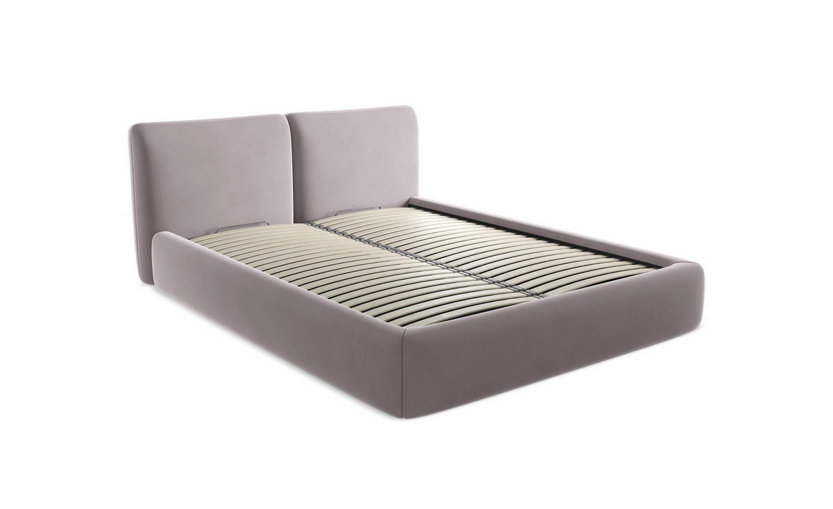 POLSTERBETT mit Bettkasten und Lattenrost 180x225 Grau - Schwarz/Grau, Kunststoff/Textil (140/200cm) - Makamii