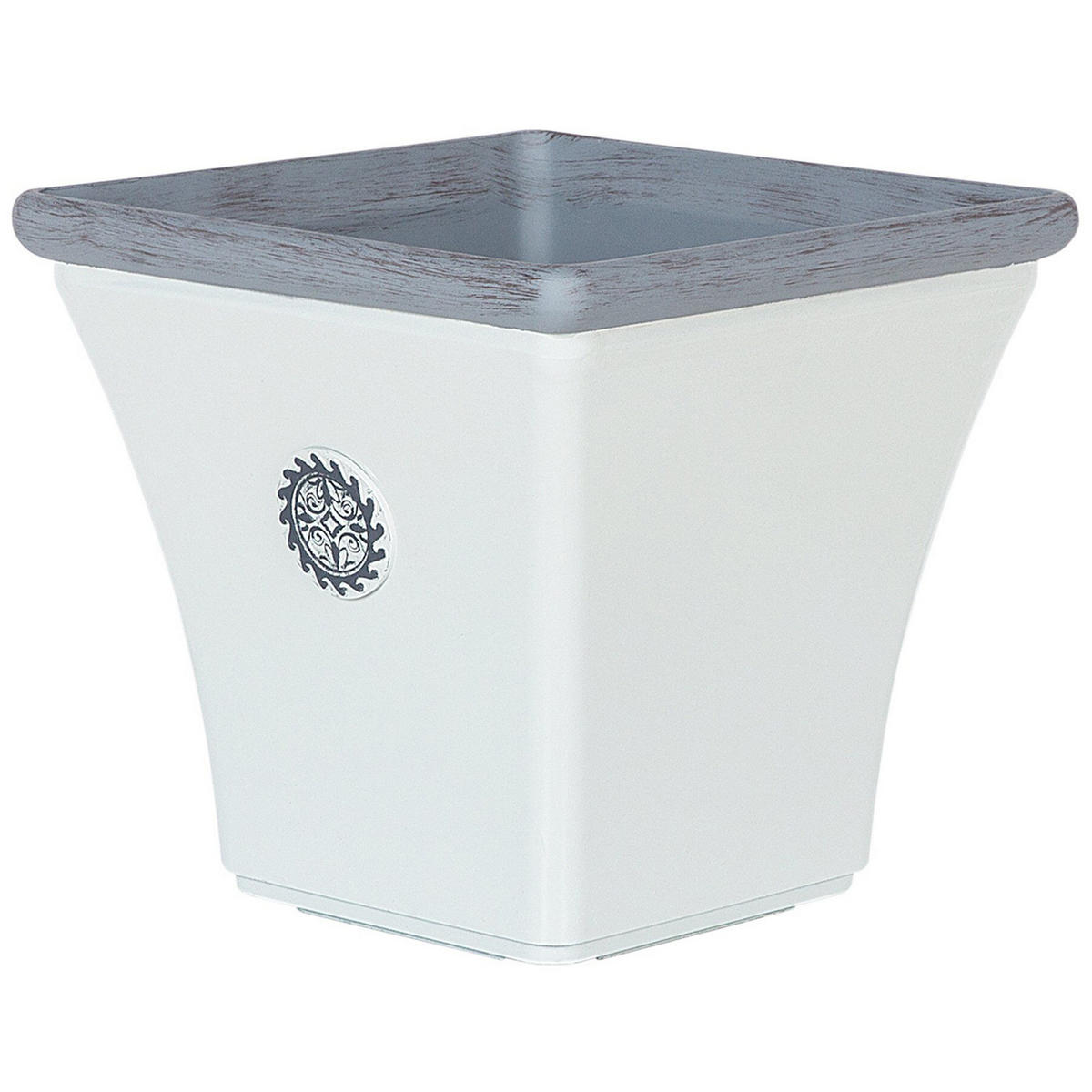 BLUMENTOPF weiß quadratisch 43/43/39 cm Elateia - Blau/Weiß, Stein (39cm) - Beliani