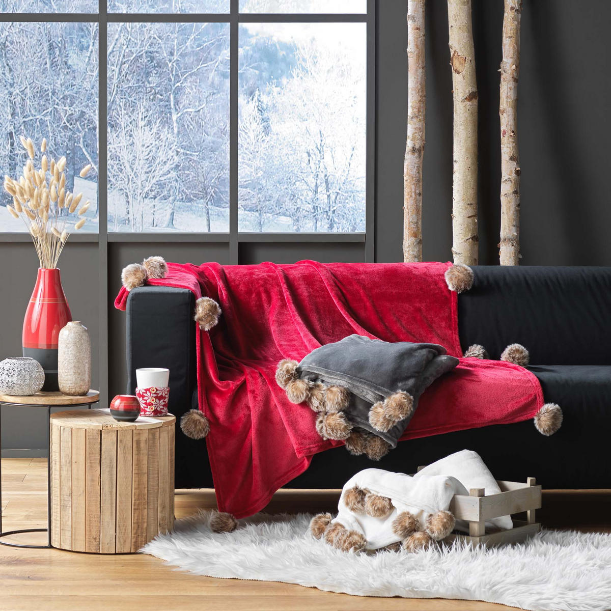 TAGESDECKE Snowy 125/150 cm - Rot, Textil (150/125cm) - Douceur d´intérieur