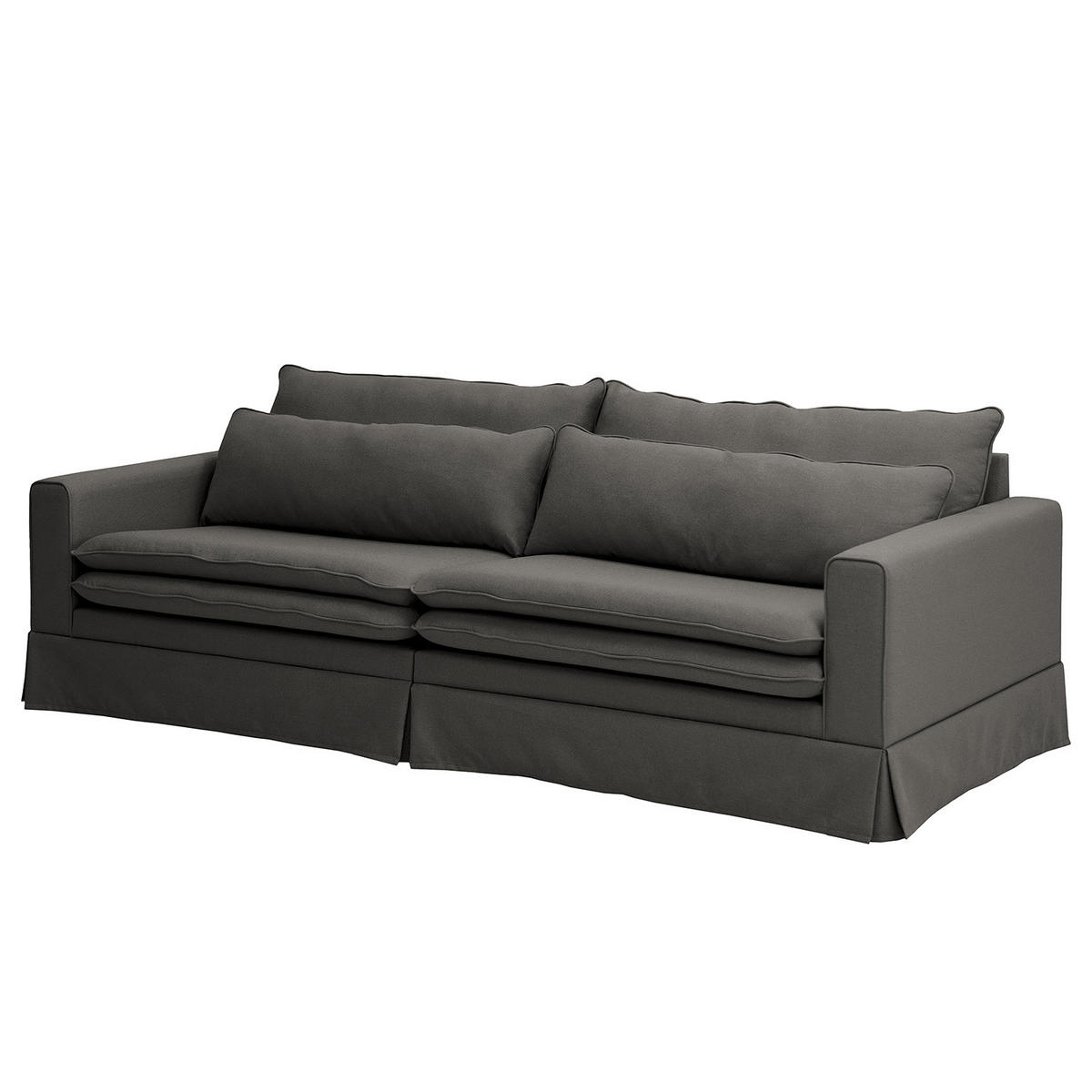 BIGSOFA mit Husse - Webstoff - Anthrazit/Schwarz, Kunststoff/Textil (240/82/104cm) - home24