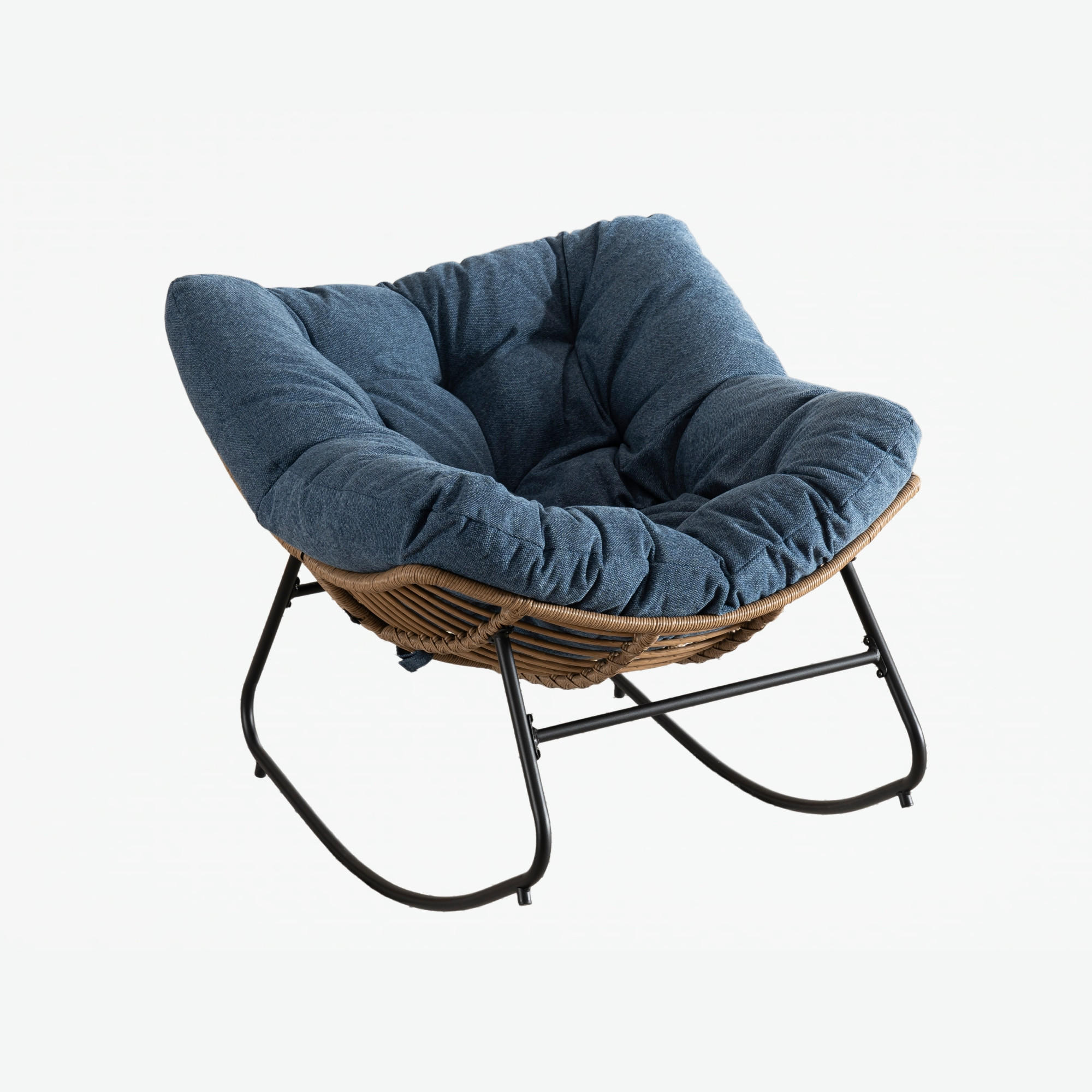 SCHAUKELSTUHL Blau Chenille, Metallrahmen - Blau, Textil (107/83/95cm) - Oxeza