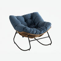 SCHAUKELSTUHL Blau Chenille, Metallrahmen - Blau, Textil (107/83/95cm) - Oxeza