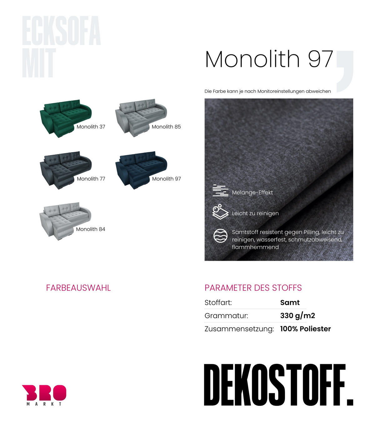 ECKSOFA Bergen mit Schlaffunktion Graphit Samtstoff - Graphitfarben, Textil (238/141cm) - Bromarkt