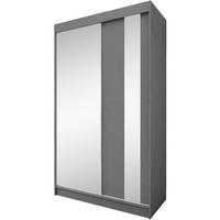 SCHWEBETÜRENSCHRANK Gaja 120/216/61 graphit mit Spiegel und Schubladeneinsätze - Graphitfarben, Holzwerkstoff (120/216/61cm) - Beautysofa