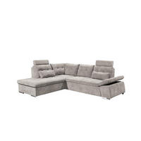 ECKSOFA mit Schlaffunktion, verstellbare Armlehne und Kopfstützen - Taupe/Chromfarben, Textil (260/219cm) - ed exciting design