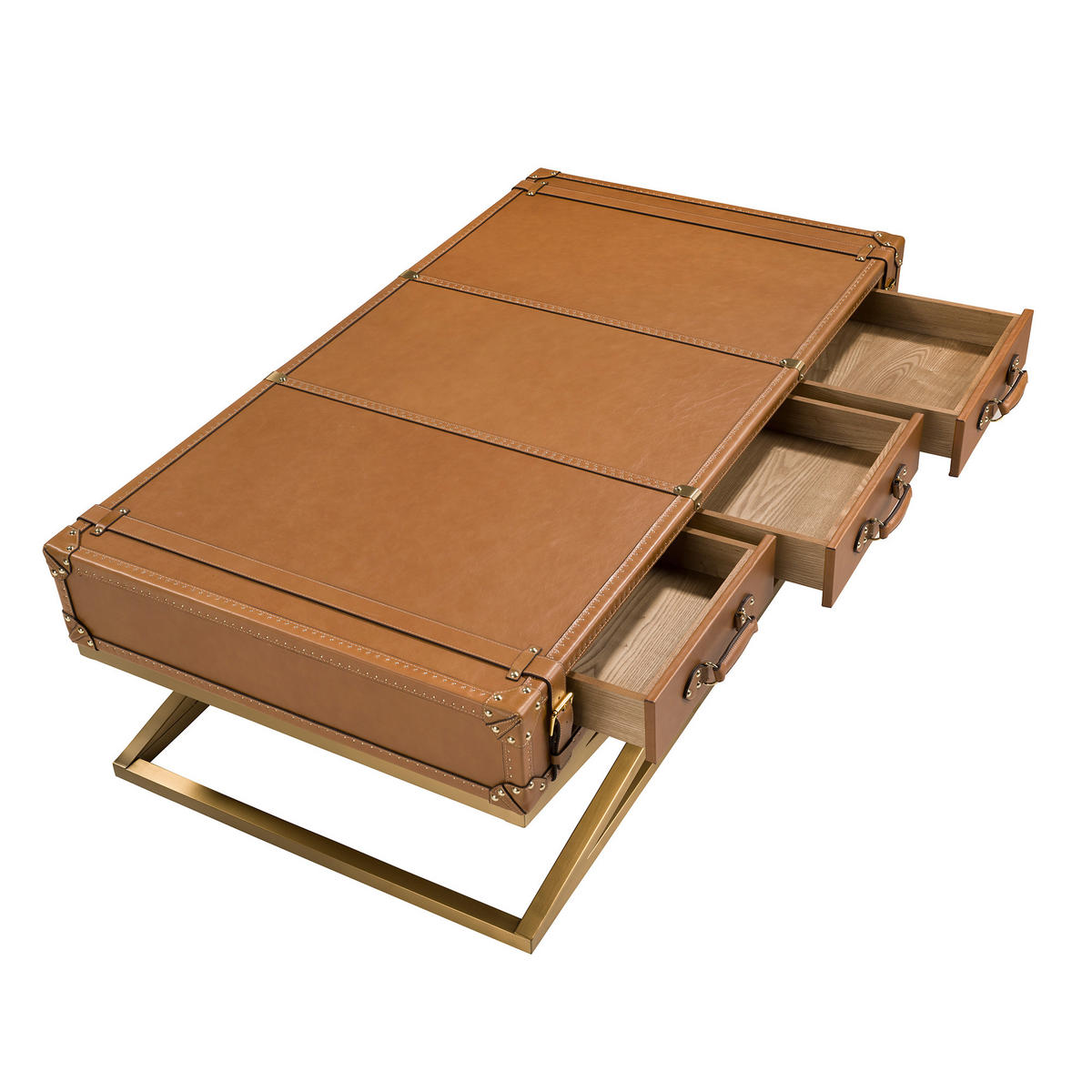 COUCHTISCH Rechteckig Kamel Gold 144/78/47 - Braun, Leder (78/144/47cm) - ANGEL CERDA