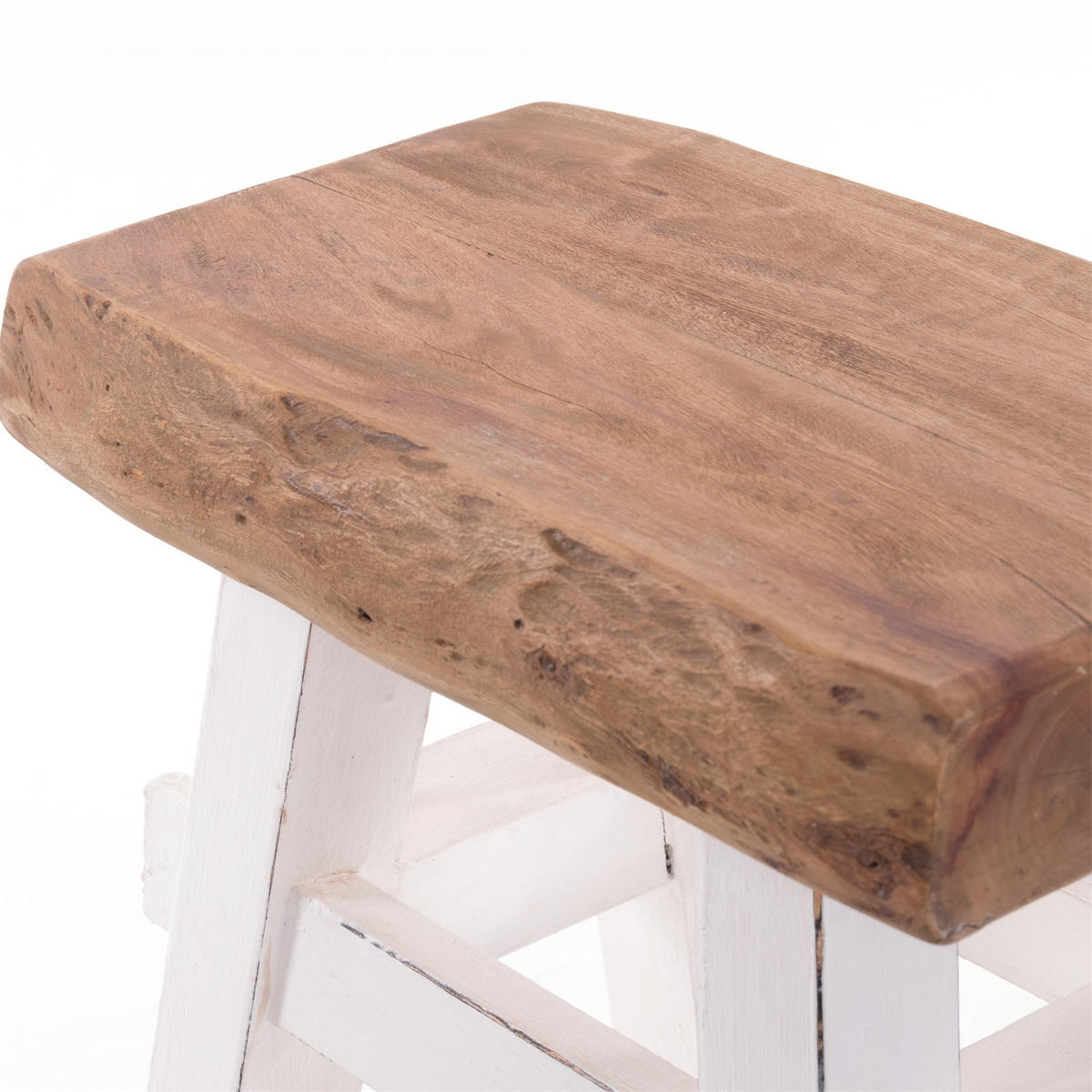 HOCKER VINTAGE 40 Massivholz 06 weiß-landhaus - Weiß, Holz (45/43/27cm) - DESIGN DELIGHTS