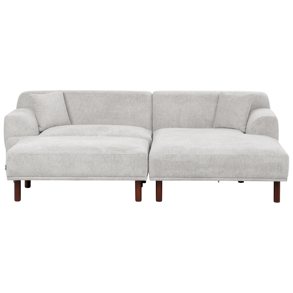 ROHOVÁ POHOVKA 3-místná Látka Světle šedá s otomanem levostranná Holt - světle šedá, textil (241/159cm) - Beliani