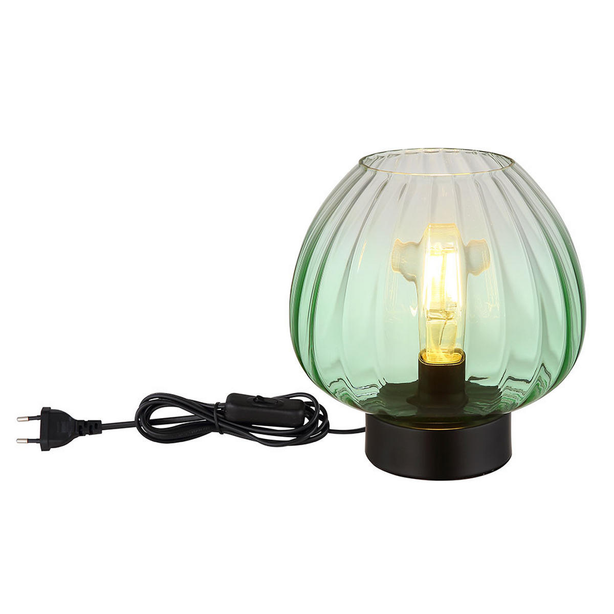 TISCHLEUCHTE, Metall/Glas, schwarz/grün, LED - Grün, Glas (23/23/23.5cm) - Globo Lighting