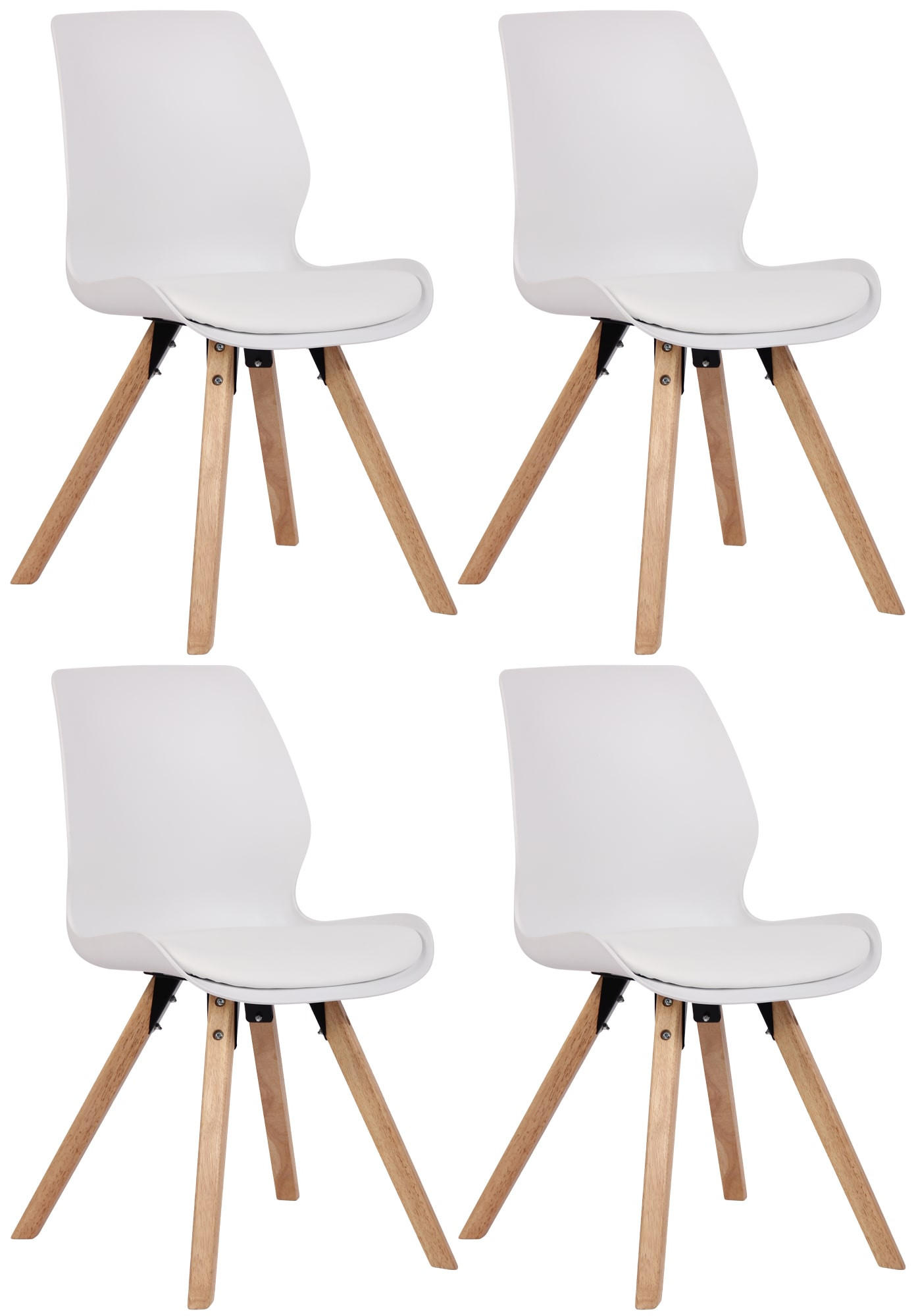 STUHL 4er Set Kunststoff weiß - Eukalyptusholzfarben/Weiß, Holz/Kunststoff (49/87.5/58cm) - CLP
