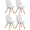 STUHL 4er Set Kunststoff weiß - Eukalyptusholzfarben/Weiß, Holz/Kunststoff (49/87.5/58cm) - CLP