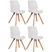 STUHL 4er Set Kunststoff weiß - Eukalyptusholzfarben/Weiß, Holz/Kunststoff (49/87.5/58cm) - CLP