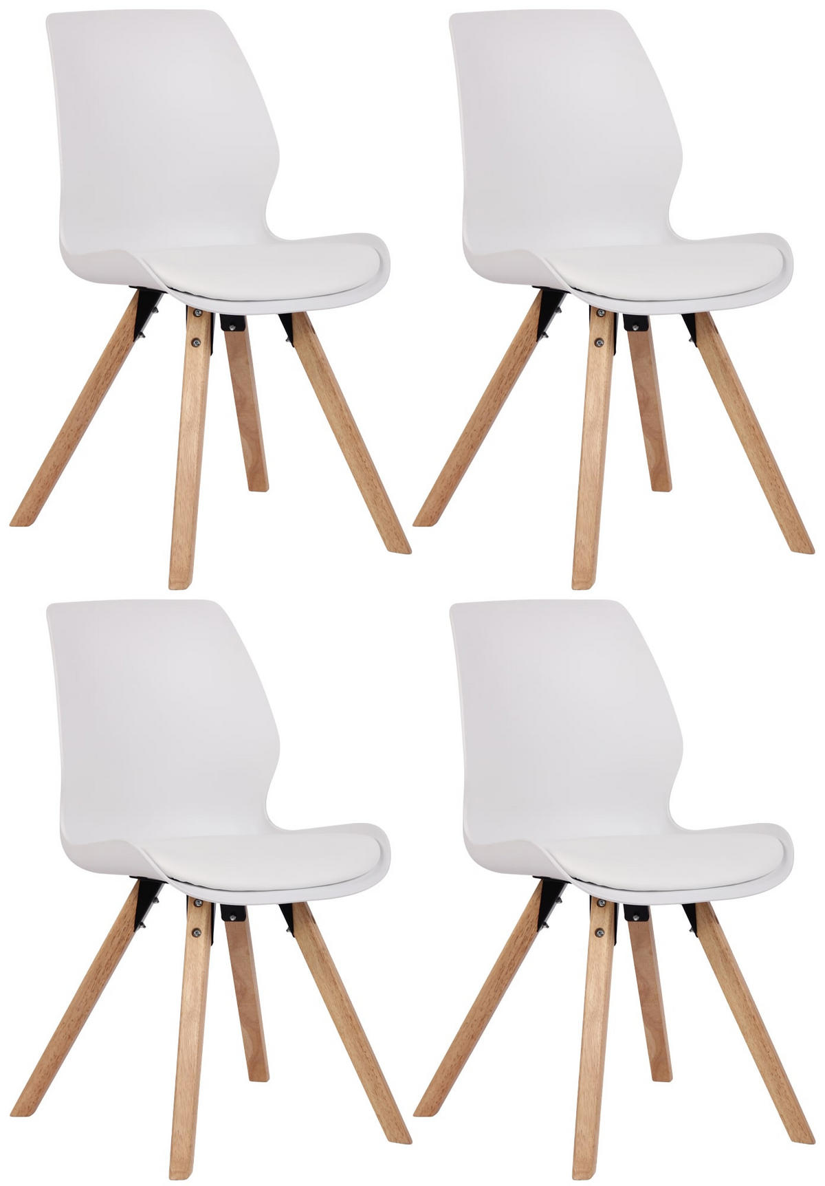 STUHL 4er Set Kunststoff weiß - Eukalyptusholzfarben/Weiß, Holz/Kunststoff (49/87.5/58cm) - CLP