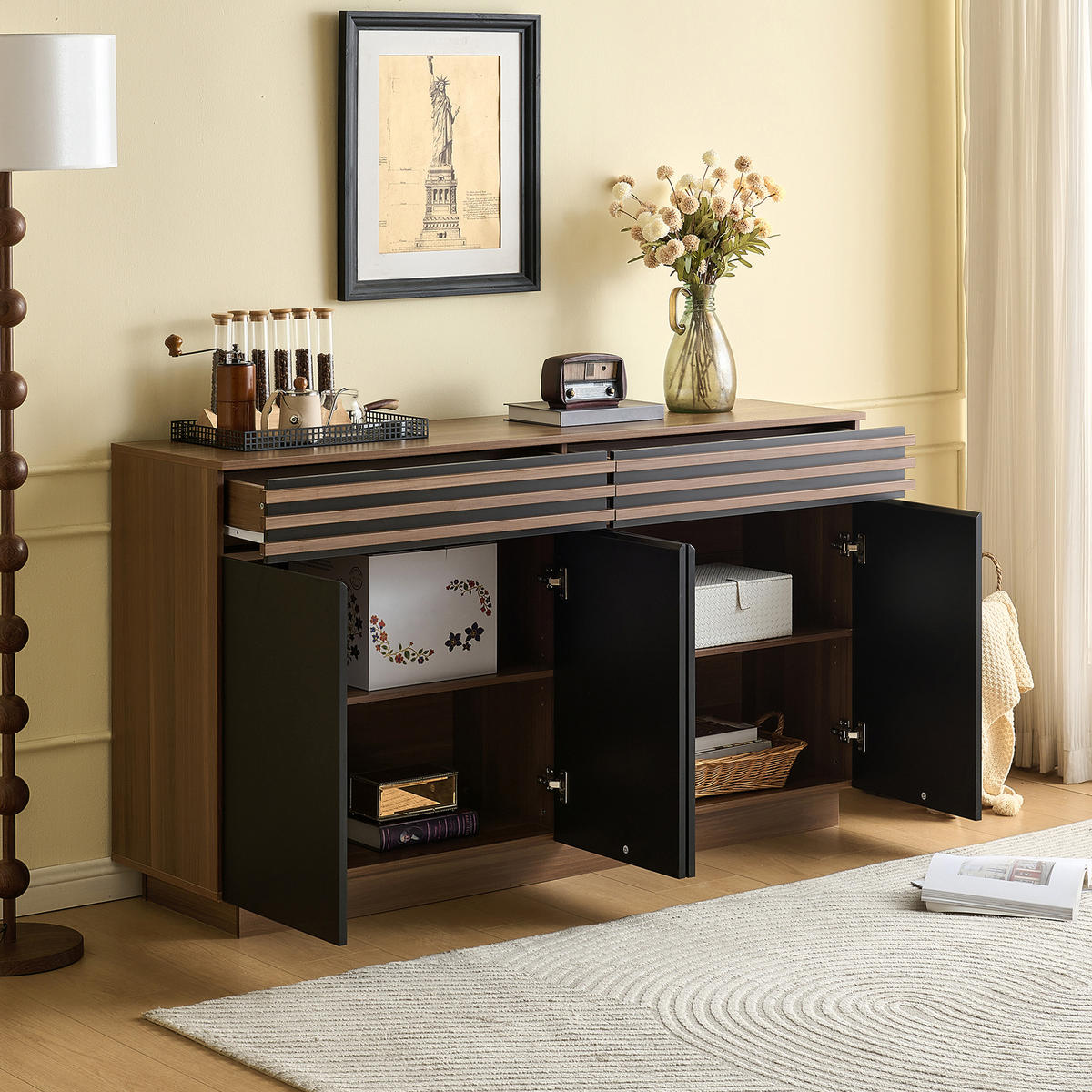 SIDEBOARD 150x40x85 cm Holzoptik schwarz - Schwarz, Holz (150/85/40cm) - Fortuna Lai