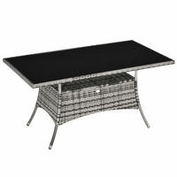 ESSTISCH, Grau+Schwarz, Metall, Sicherheitsglas, Polyrattan - Grau, Kunststoff (150/85/74cm) - Outsunny