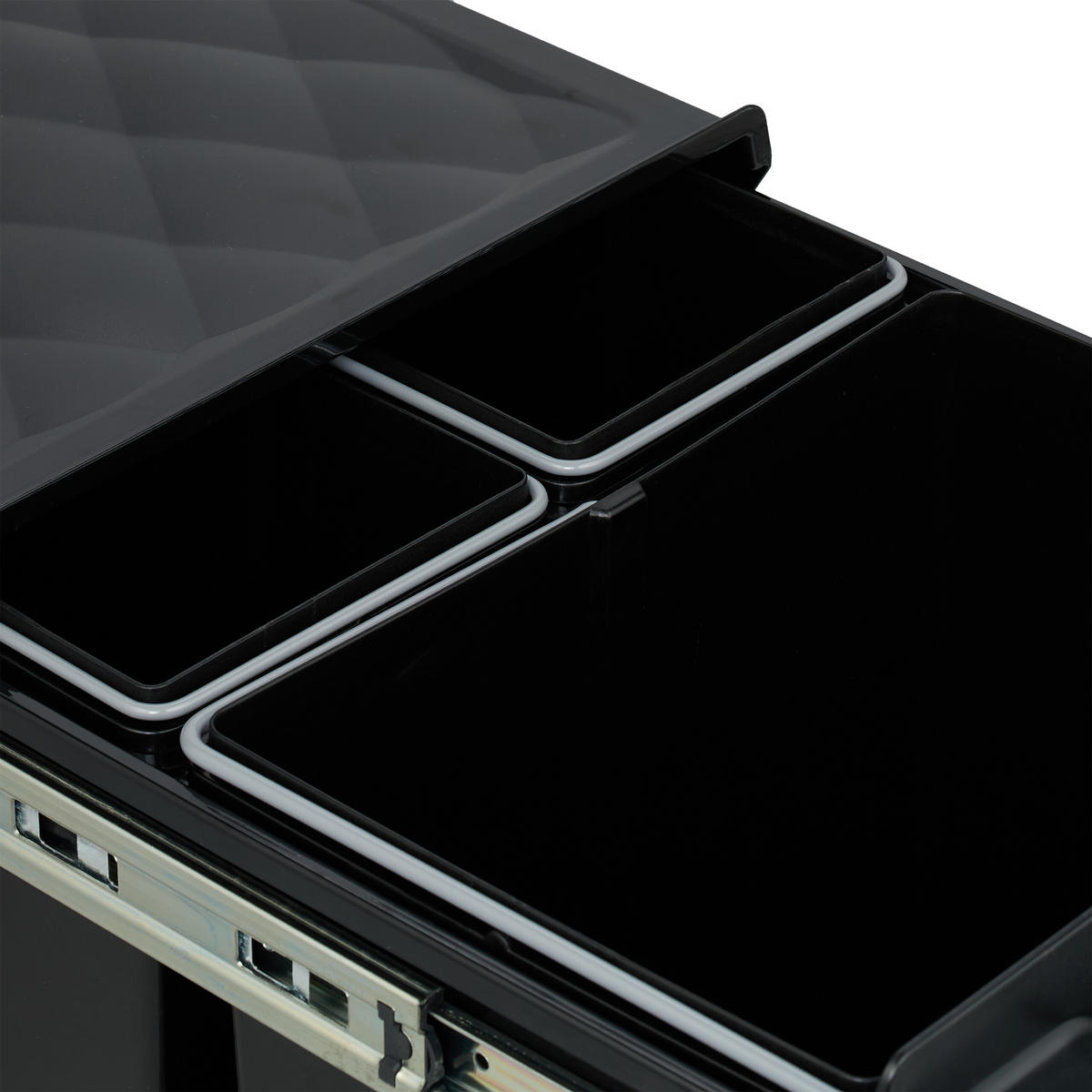 EINBAUMÜLLEIMER - Schwarz, Kunststoff/Metall (34/41.3/51.8cm) - Relaxdays