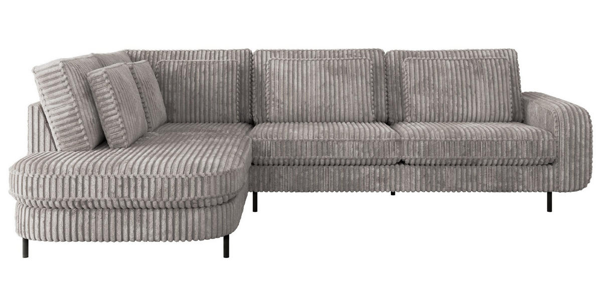 ROHOVÁ SEDAČKA CALENO L - Světle šedá Manšestr - Pravá Strana - černá/světle šedá, kov/textil (317/225cm) - MKS