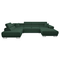 CANAPEA ÎN FORMĂ DE U Torezio Bis Reiat, Stanga - verde, material textil/lemn (346/90/203cm) - MIRJAN24