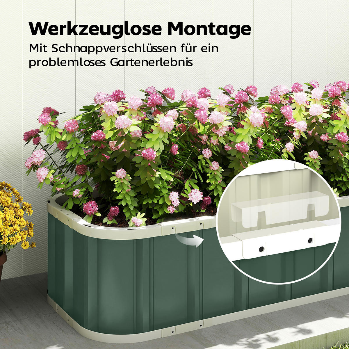 HOCHBEET Verzinkter-Stahl Kunststoff Grün 136/52/31 cm - Hellgrün, Metall (52/31/136cm) - Outsunny