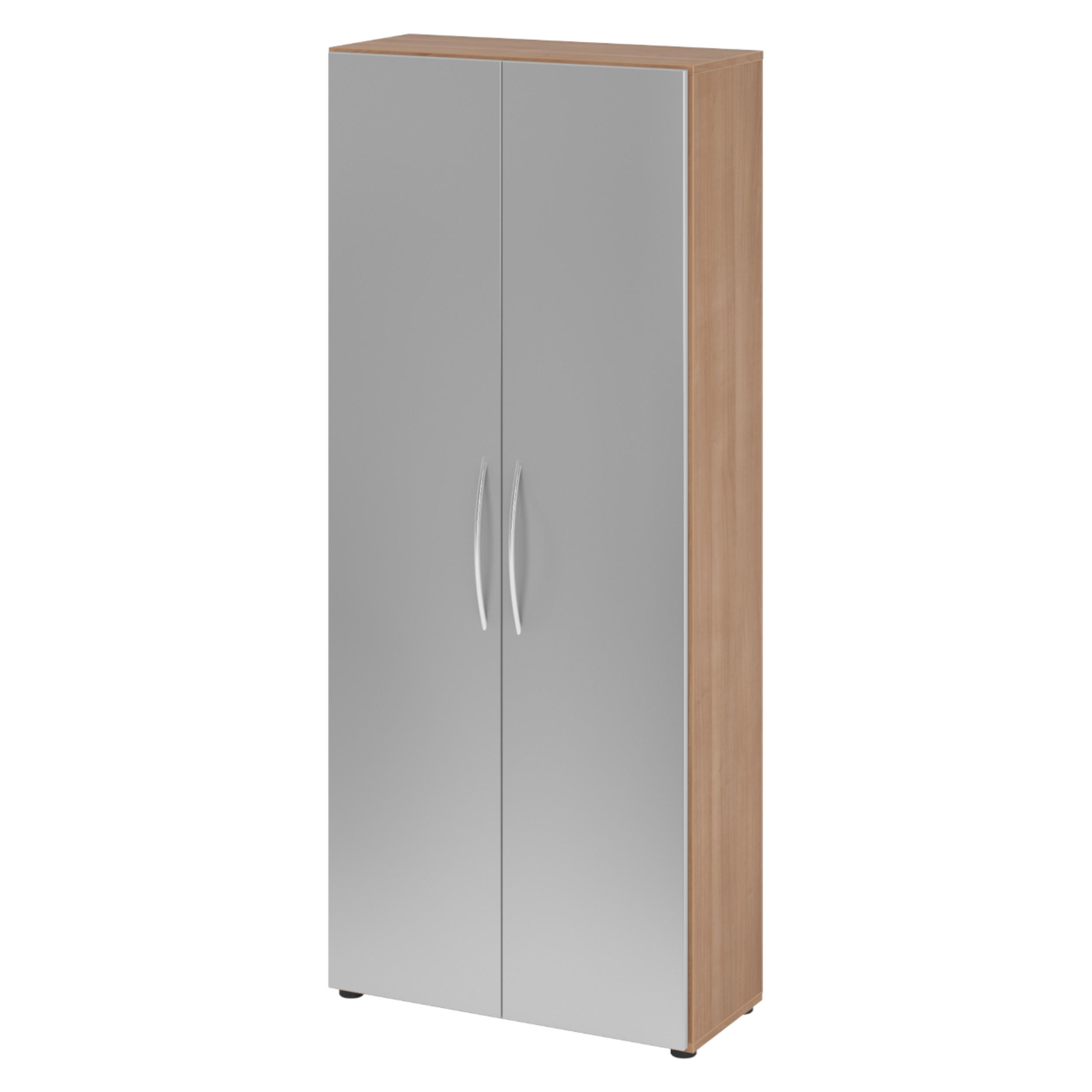 AKTENSCHRANK - 5 Ordnerhöhen 35/80/188 cm in Nussbaumfarben/Silberfarben - Silberfarben/Nussbaumfarben, Holzwerkstoff (80/188/35cm) - bümö