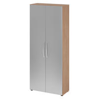 AKTENSCHRANK - 5 Ordnerhöhen 35/80/188 cm in Nussbaumfarben/Silberfarben - Silberfarben/Nussbaumfarben, Holzwerkstoff (80/188/35cm) - bümö