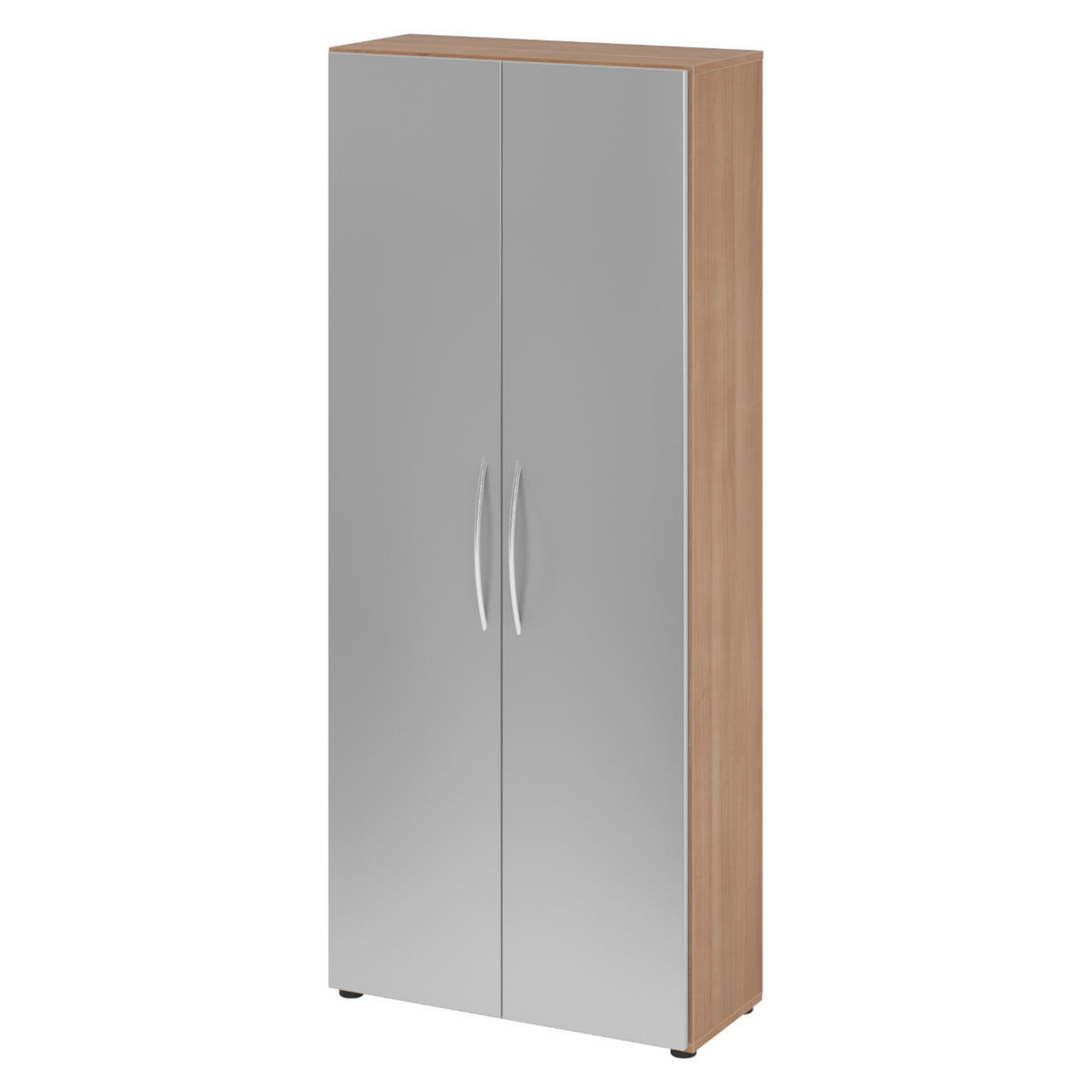 AKTENSCHRANK - 5 Ordnerhöhen 35/80/188 cm in Nussbaumfarben/Silberfarben - Silberfarben/Nussbaumfarben, Holzwerkstoff (80/188/35cm) - bümö