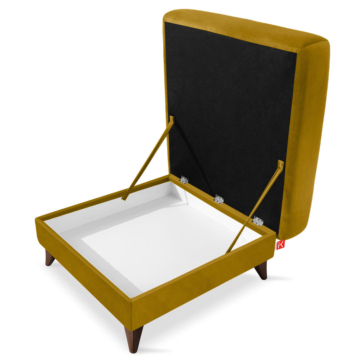 HOCKER GUSTAVO Velours, Gelb - Gelb, Holz/Holzwerkstoff (92/49/92cm) - KONSIMO®