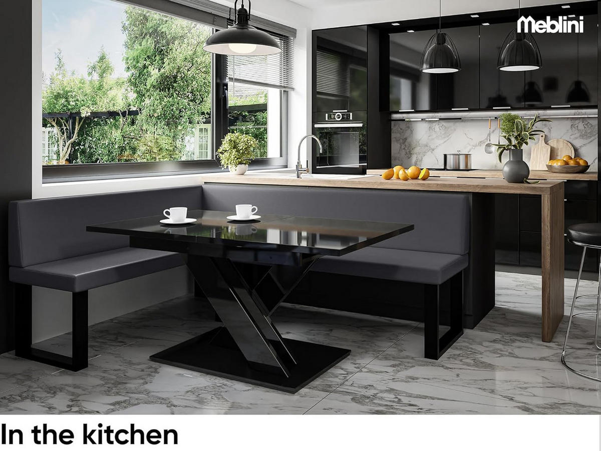 ECKBANK TONI_U - Grau, Leder (142/196cm) - Meblini